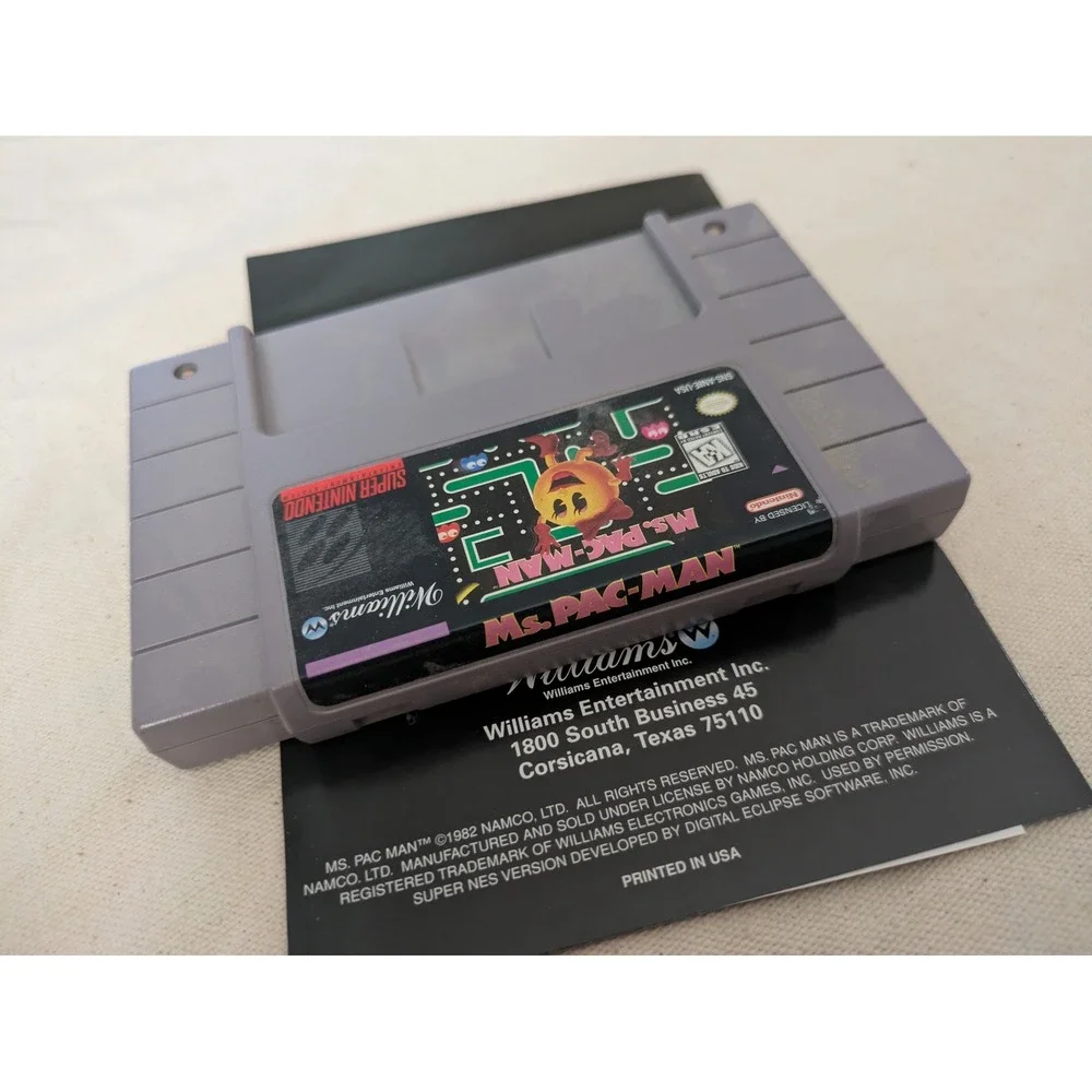 Ms. Pac-Man Super Nintendo SNES Game Cartridge with Instruction Manual Williams‎